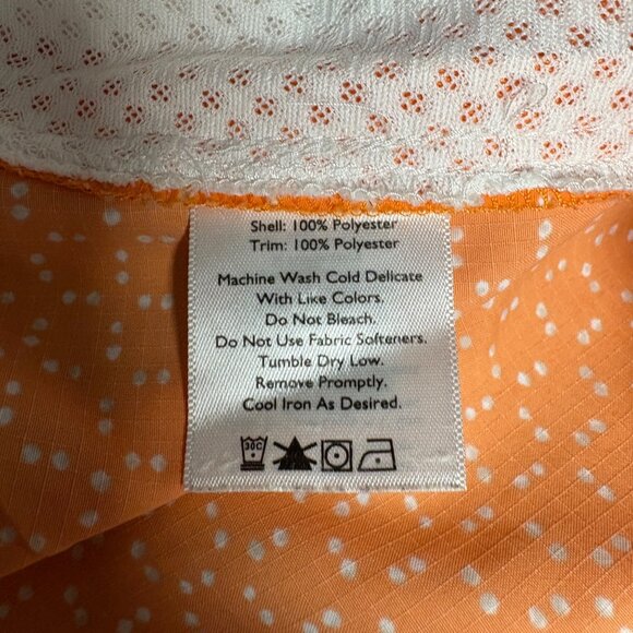 Eddie Bauer Sleeveless Button Up Blouse Womens Sz Small Orange Polka Dot Casual - Picture 6 of 10